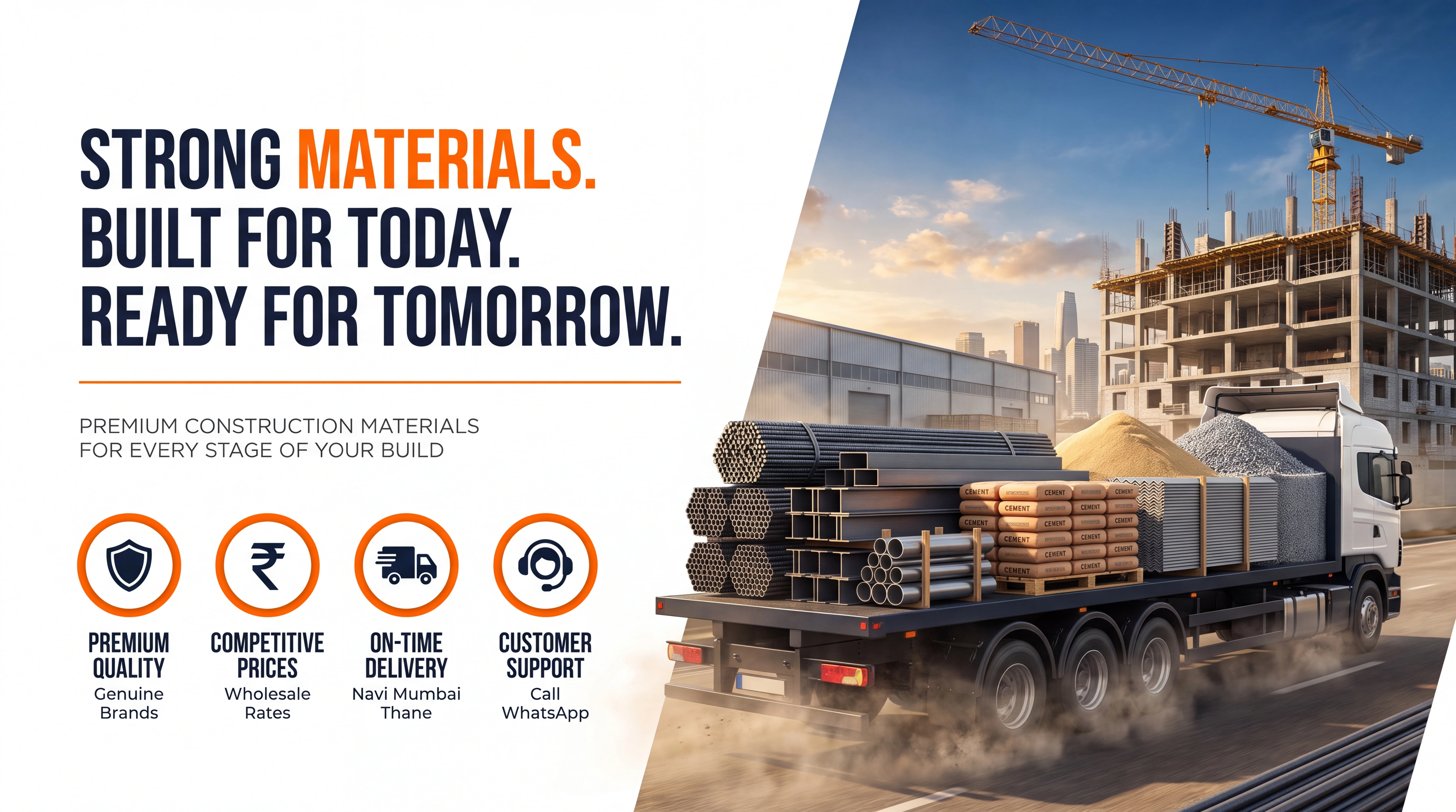 ASIF TRADERS — premium construction materials delivered. Strong materials. Built for today. Ready for tomorrow.